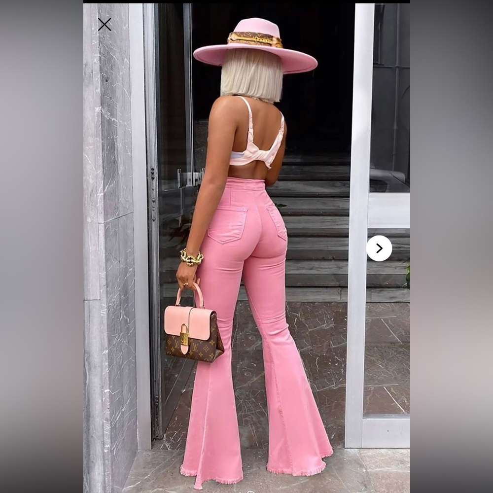 Mystery Solved Extreme Bell Bottom Jeans - Blush